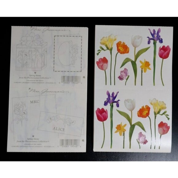 VTG Mrs. Grossman's Stickers Spring Stems Flowers Bouquet Tulips Daffodils Lilac - Picture 3 of 3
